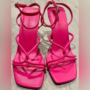 Open Edit Rachel Hot Pink Strappy Square-toe ankle buckle  sandals Size 6